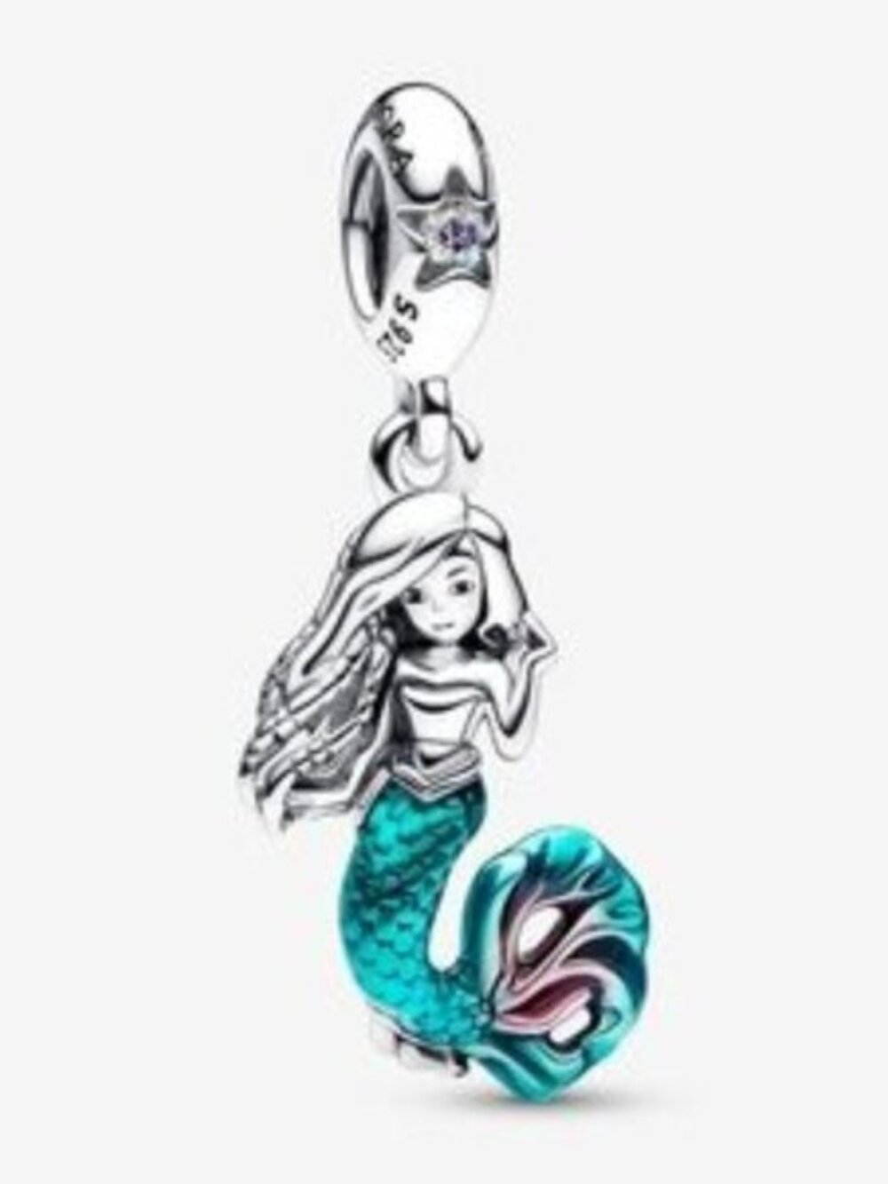 Pandora Sterling Silver Mermaid Dangle Charm with Turquoise Tail